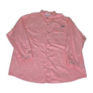 Columbia PFG Fishing Shirt Mens XXL Coral Pink LS Bonehead Mesh Pockets FM7120